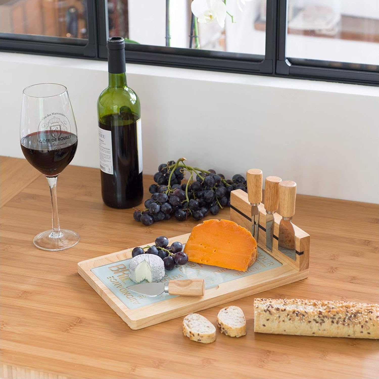 Le Studio 4 Cheese Board Knife Set, Brown