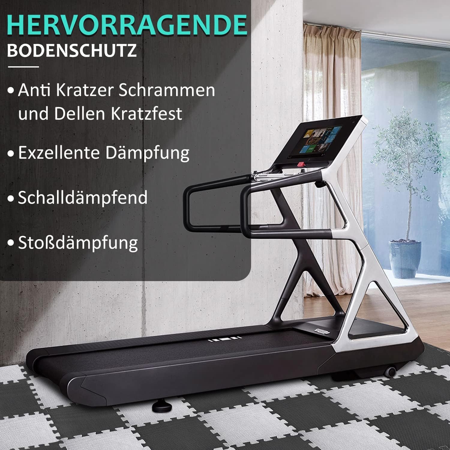 BEAUTYOVO Mata ochronna na podłogę do fitnessu (31 x 31 cm] – 24 maty puzzli – mata sportowa EVA, mata do fitnessu, antypoślizgowa, mata podłogowa do siłowni i sprzętu fitness, mata chroniąca przed