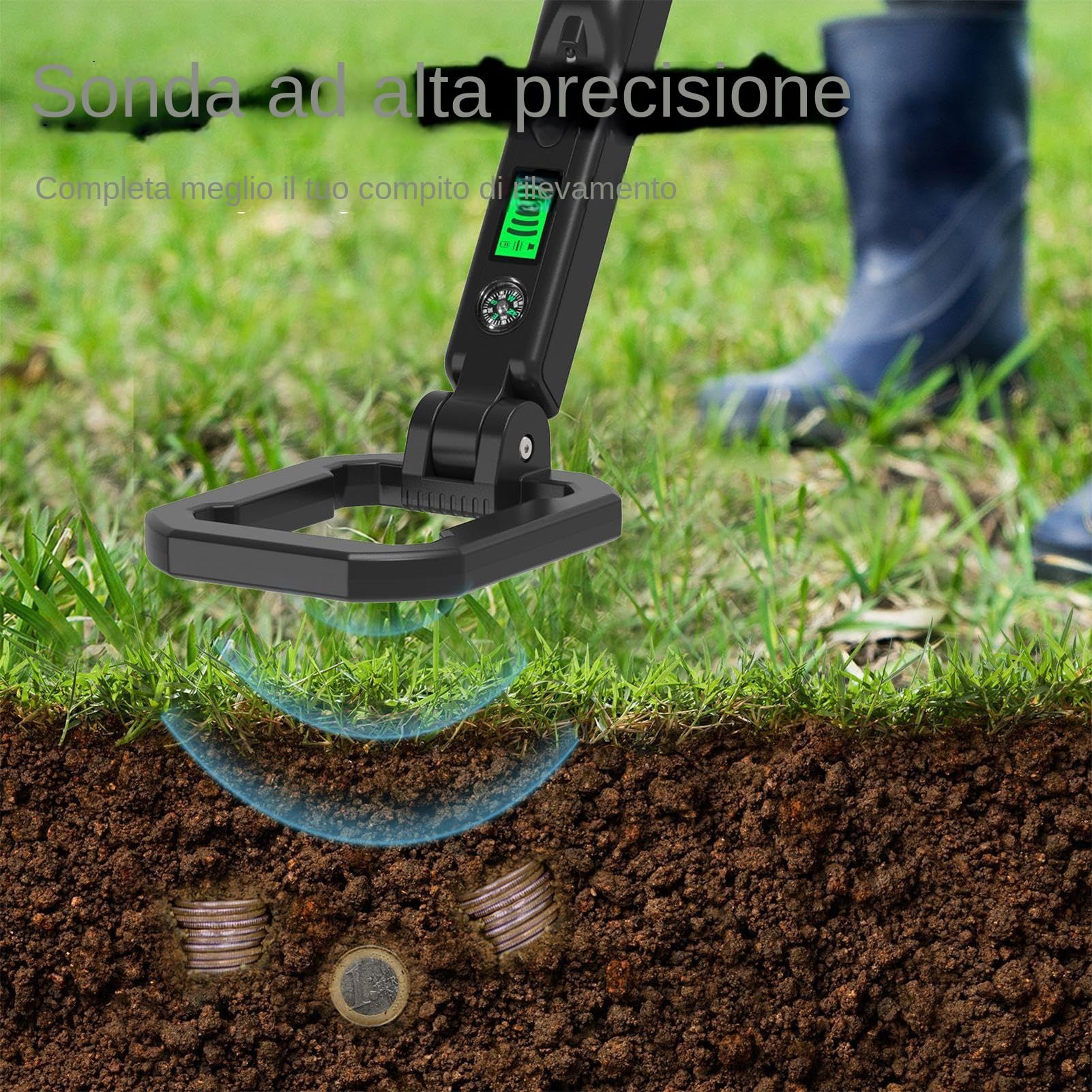 Metal Detector Impermeabile - Scanner per Oro Pieghevole | Rilevatore D'Oro Con Integrata Per Gioielli Con Allarme Sonoro E Vibrazione,Per Prospezione Tesori ed Esplorazione Mineraria