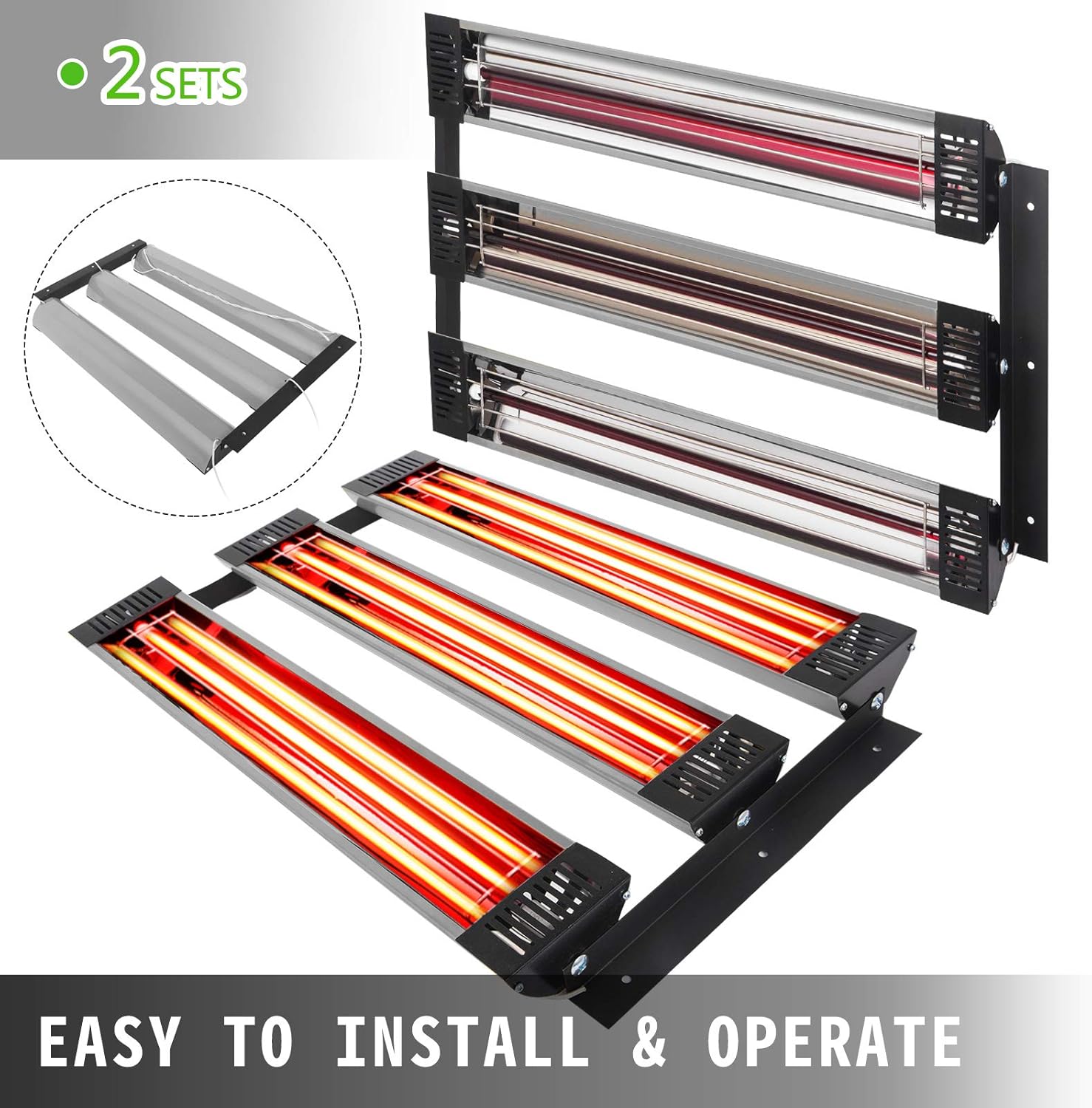 Bestauto Paint Booth Heater 3000W Paint Spray Booth Automotive Heater Lamp 2 x 3000W 110 V Infrared Paint Curing Light 2 Set : Automotive