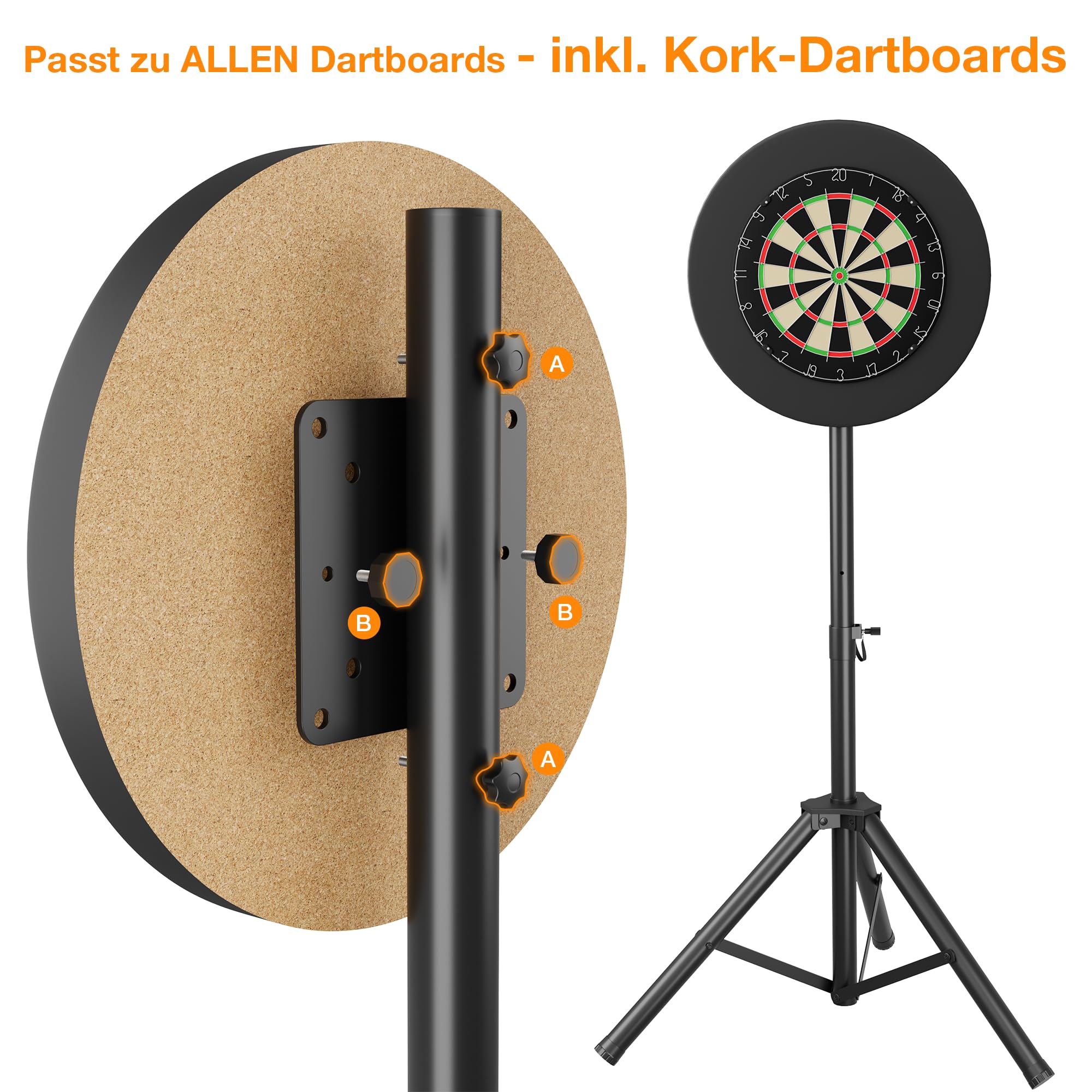 Heavy Duty Dartständer für Dartscheibe mit Tragetasche – Faltbar Dartscheibe Ständer Höhenverstellbar(106-200cm) – Tragbar Ständer für Klassische & Elektronische Dartboards – Extra Stabil