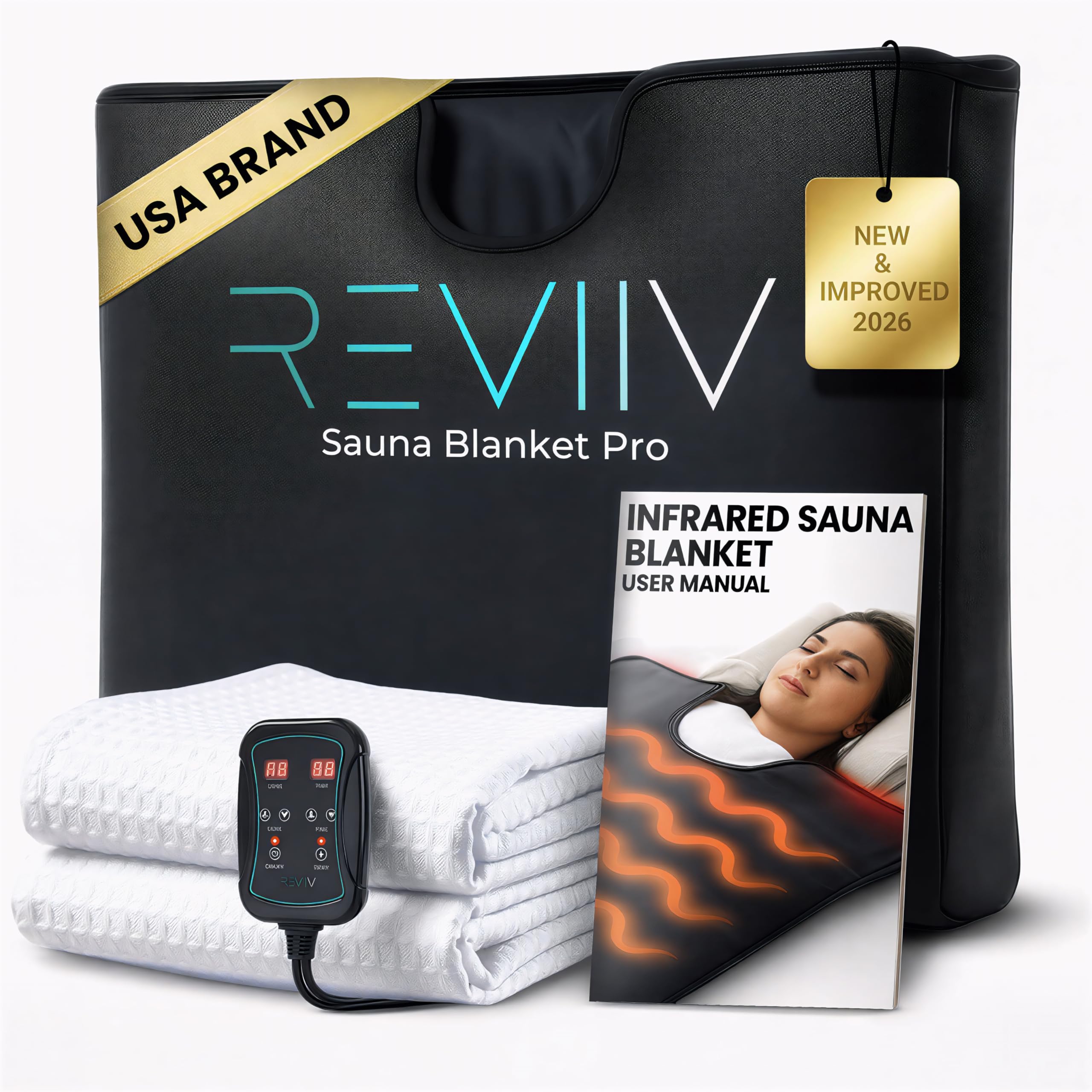 Portable Sauna Blanket with Bonus Cotton Insert Towel - V2.0 Major Upgrades! Premium Far Infrared Sauna Blanket for Detoxification - Sauna Blanket Infrared Saunas for Home with 85-185℉ Temp Range