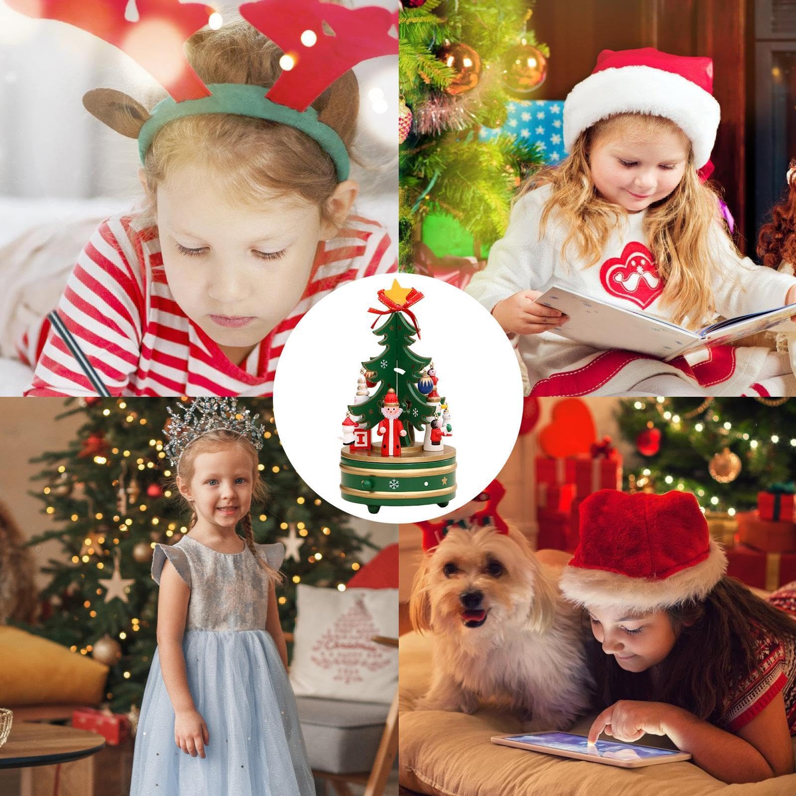 Amazon.co.jp: クリスマスツリーオルゴール、木製クリスマス