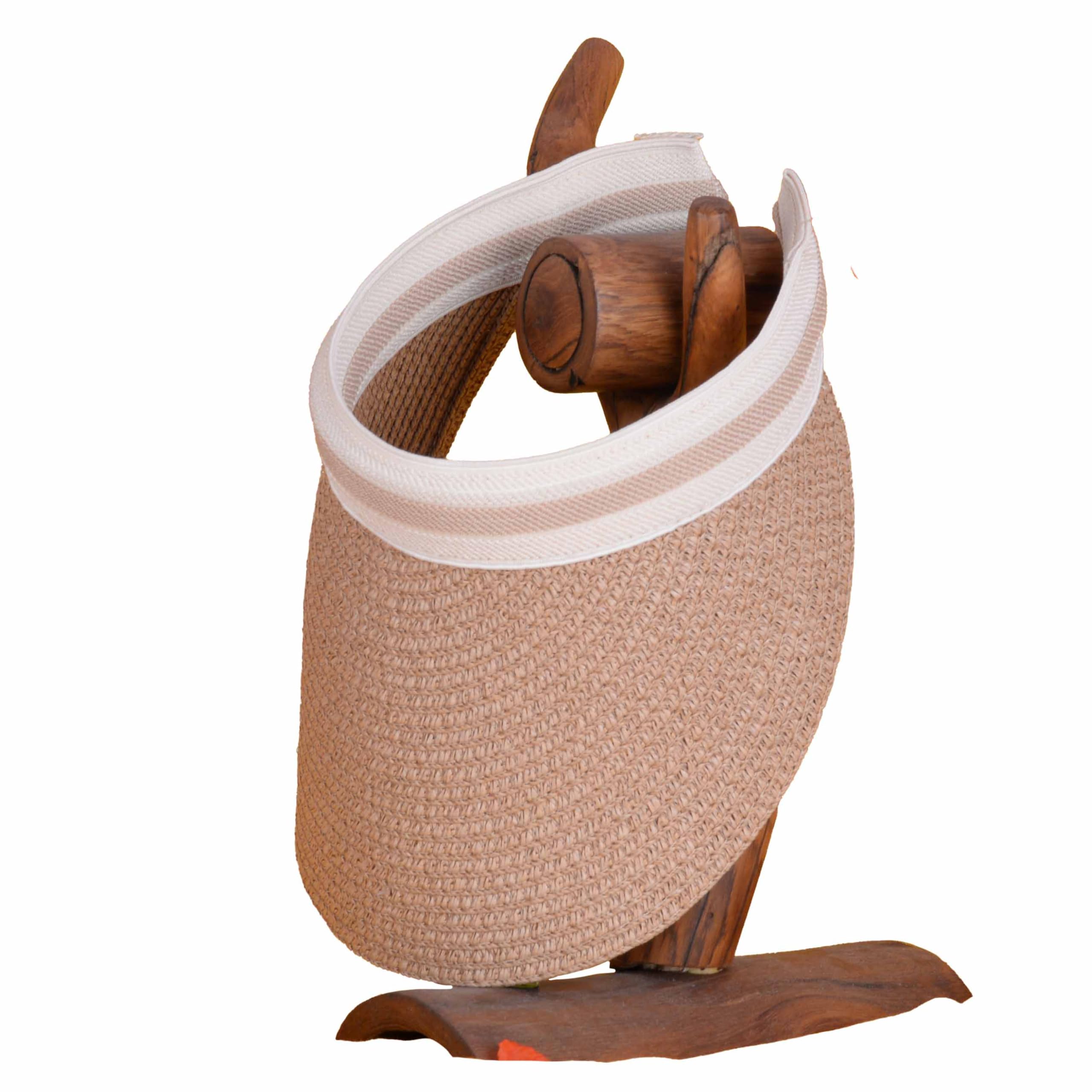Women's Summer Straw Visor Hat – Lightweight Roll-Up Sun Hat with Wide Brim – Foldable UV Protection Beach Cap Khaki