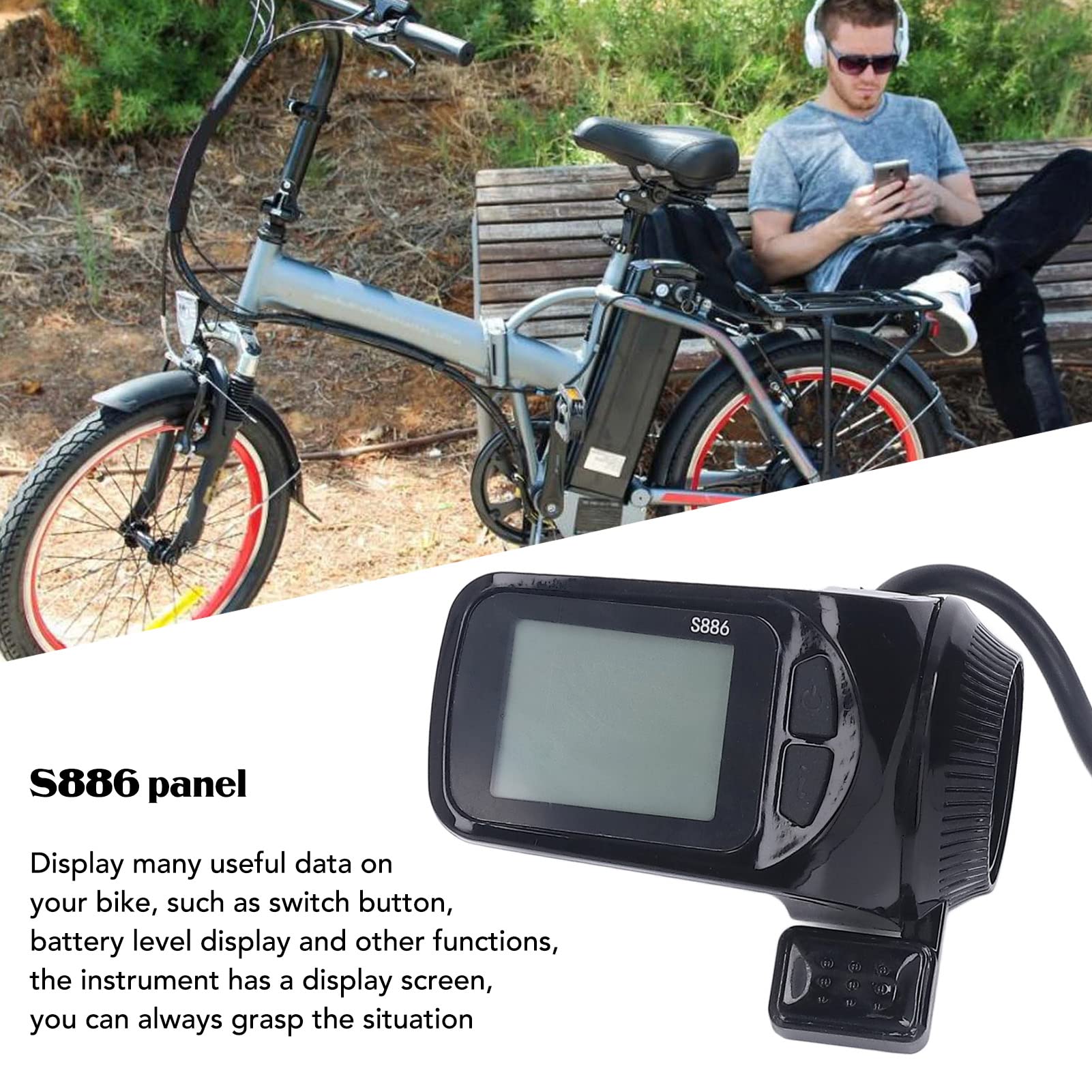 Kit De Controlador De Motor Sin Escobillas para Bicicleta Eléctrica con Panel LCD S886, para Bicicletas Eléctricas De Bricolaje, Scooters Eléctricos Y Bicicletas Plegables