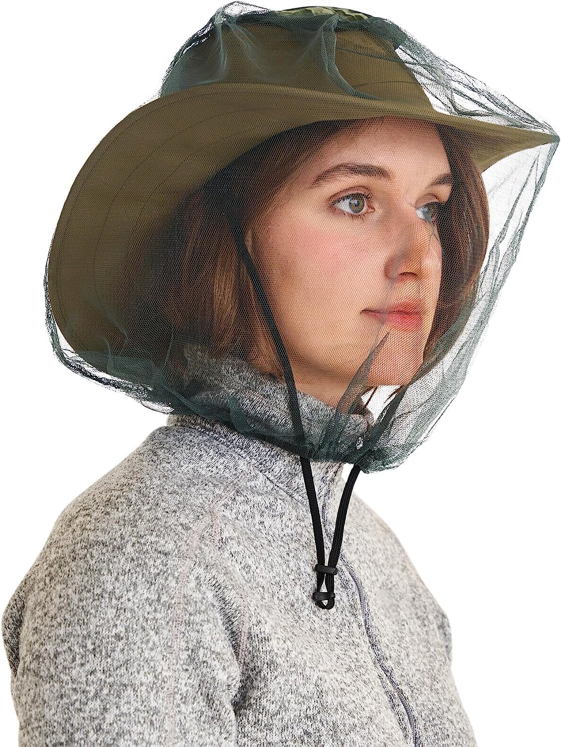 Mosquito Head Net | Ultra Large & Long Bug Face Netting for Hats - Insect Net Mask Cover with Extra Fine Fly Screen Holes - Outdoor Protection for Men & Women - Black-image-28