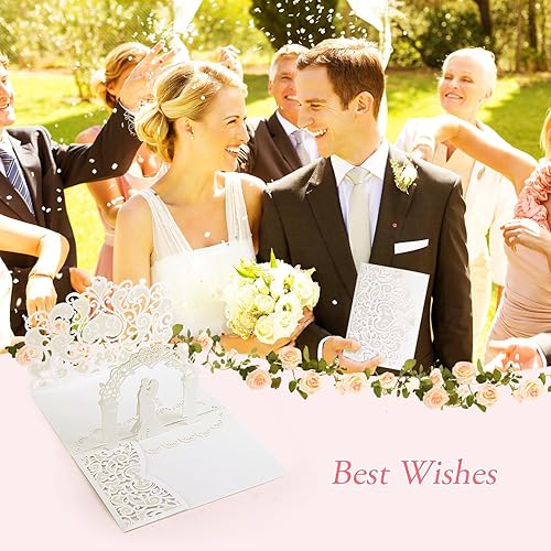 Miniatura 7 de Tarjetas desplegables de boda, 10 piezas, multicolor, hojas interiores en blanco, perfectas para bodas, compromisos, duchas