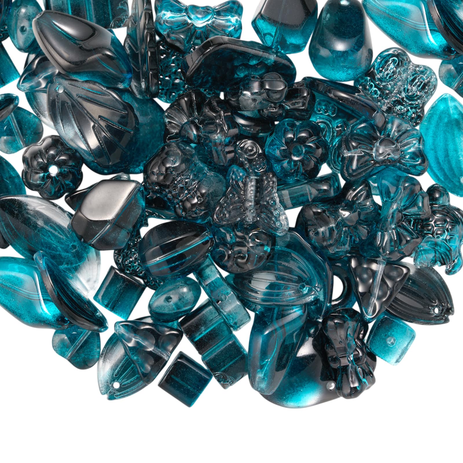 LEGENTLISUR Assorted Glass Beads for Jewelry Making, Deep Blue Green, 100 g