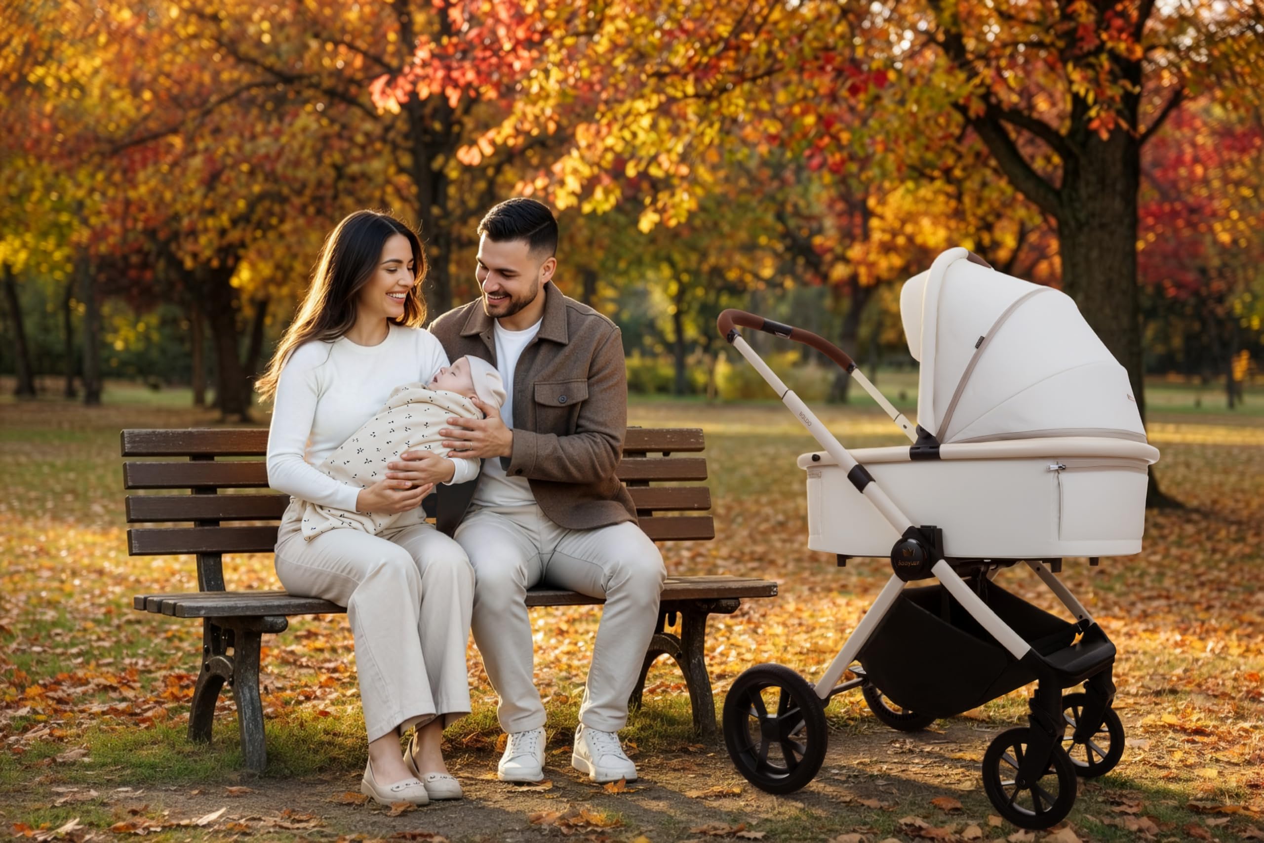 BabyLux® Carrito Bebe 3en1 BOLDO, Conjunto de Cochecito Ligero y Plegable | Incluye Capazo, Silla de Paseo, Portabebés i-Size, Bolso Cambiador y Más Accesorios, 0-22kg, Protección UV 50+,Ventilación