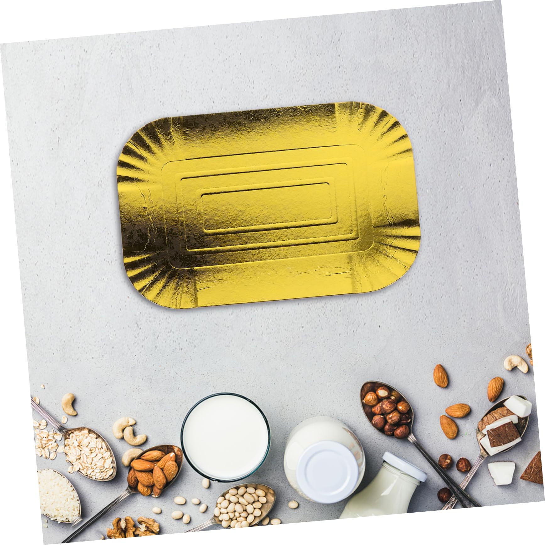 SHERCHPRY Piatti di Carta Usa e Getta Confezione da 10 Pezzi in Foglio di Alluminio Design Semplice Colore Oro per Catering e Buffet