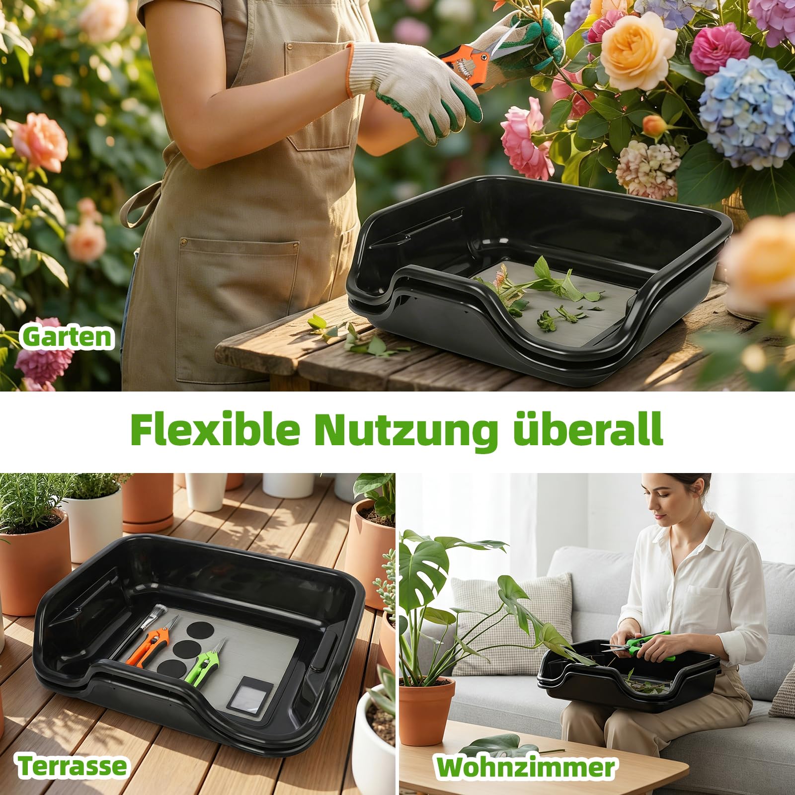 Trimming Tray Set Professional, Trimmschale mit 150 Mikron Pollensieb, Extra Tiefe Trim Bin Ergonomisch & Trimmschale, 2 Präzisionsscheren, Bürste & Lupe, 51 x 40 x 16cm