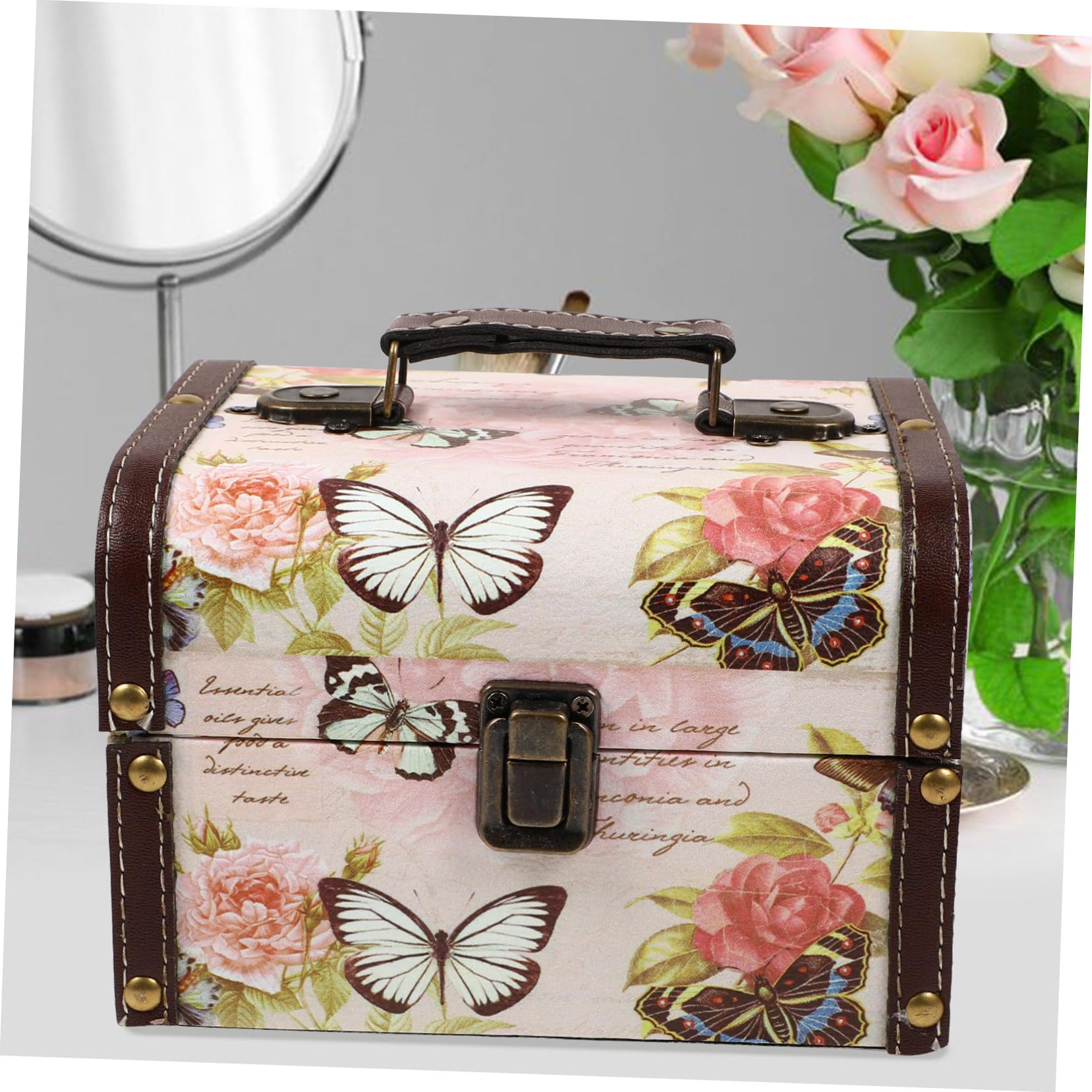 Boîte à Bijoux Vintage en Bois pour Femmes, Coffret Rangement Bijoux