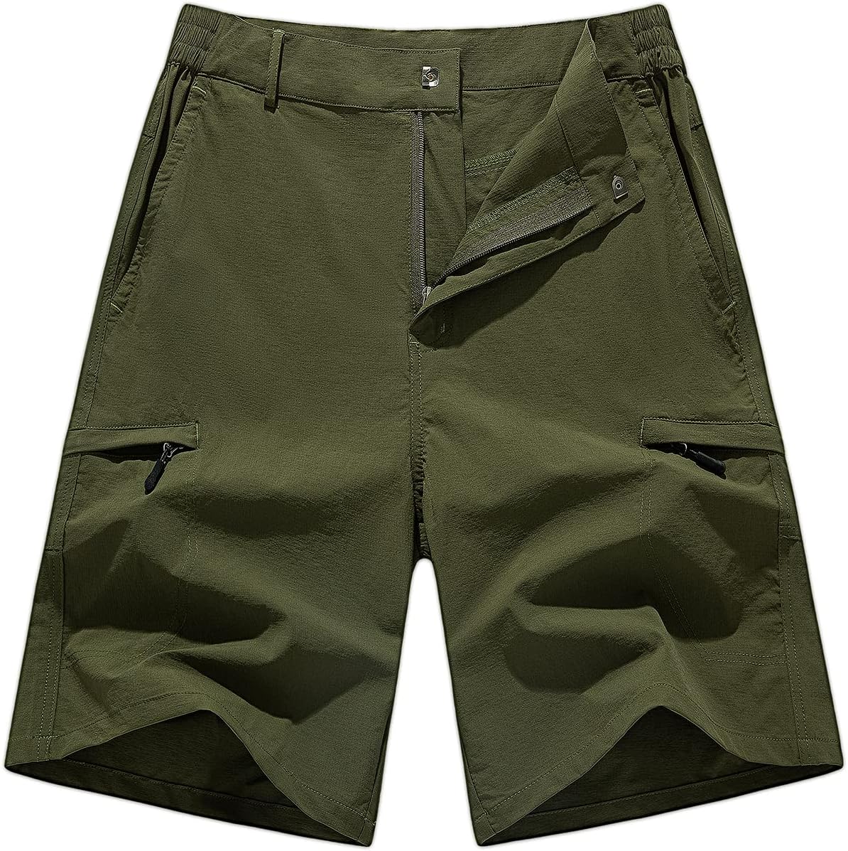 Men Hiking Shorts, Quick Dry Breathable Shorts, Workout Lightweight Tactical Outdoor Shorts, Elastic Band with Zipper