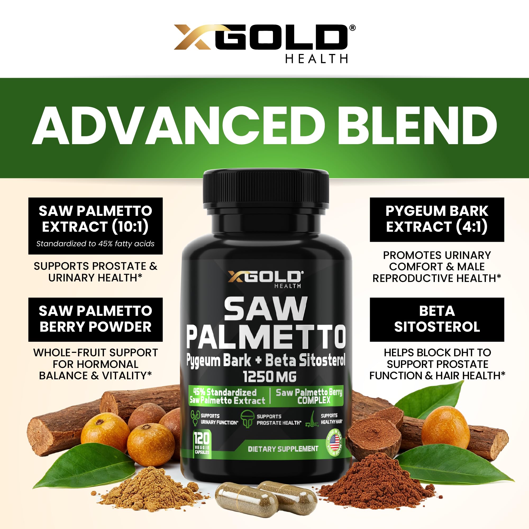 X Gold Health Saw Palmetto Complex for Men 1250mg — Amazon image 3