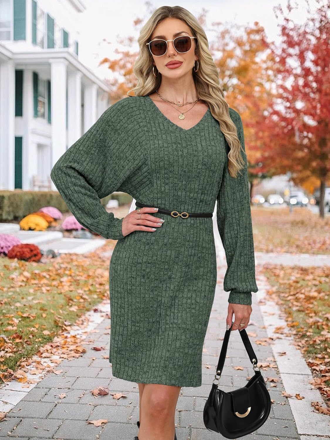 Grace's Secret Womens Ribbed Knit Sweater Dress Long Sleeve Casual Fall Winter Dresses 2025 - Image 3