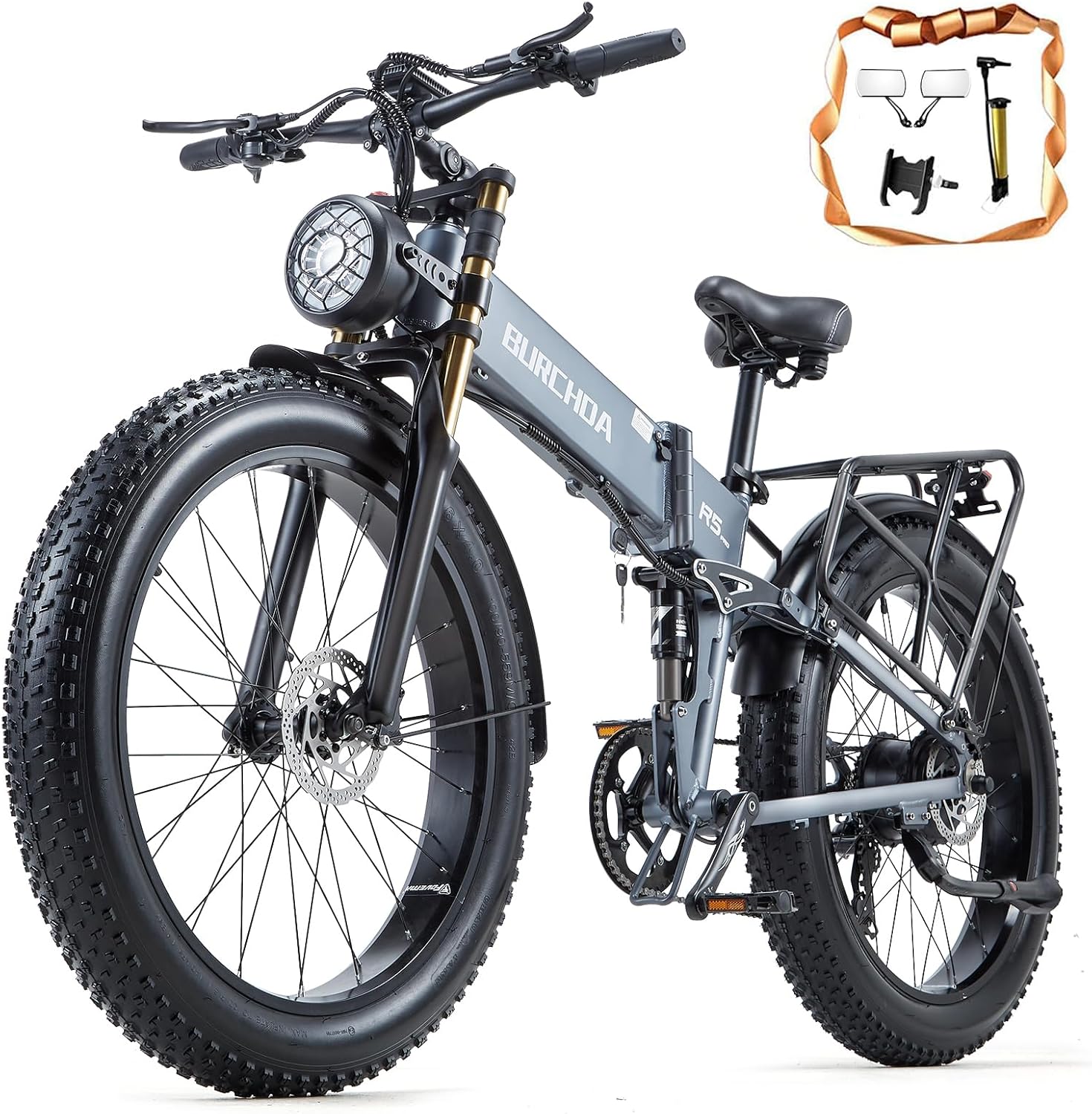 Electric Bike for Adults Dual Motor 2000W/1000W 48V 30AH/20Ah Long Range ebike Removable Battery 26" Fat Tire Off Road Mountain Full Suspension Electric Bicycle,Dual Hydraulic Brakes,32mph/30mph