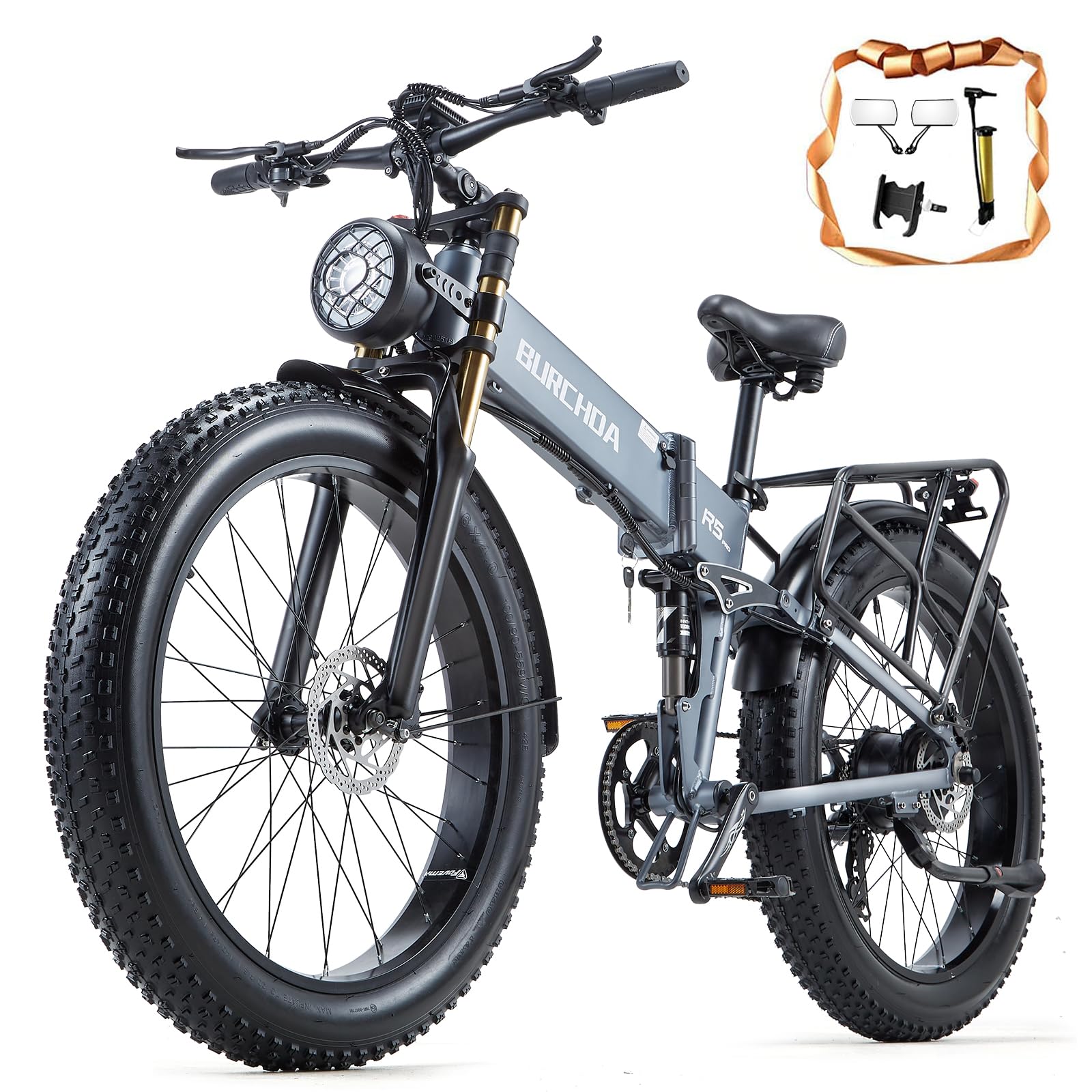 Electric Bike for Adults Dual Motor 2000W/1000W 48V 60Ah/30AH/20Ah Long Range ebike Removable Battery 26" Fat Tire Off Road Mountain Full Suspension Electric Bicycle,Dual Hydraulic Brakes,32mph/30mph
