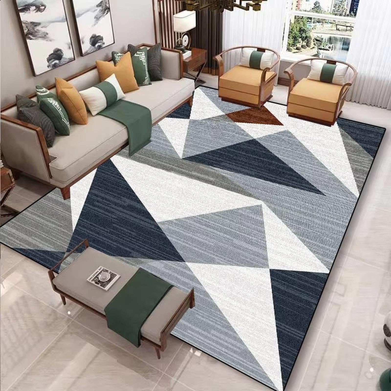 Alfombra geométrica moderna de 60x100cm antideslizante para decorar el dormitorio