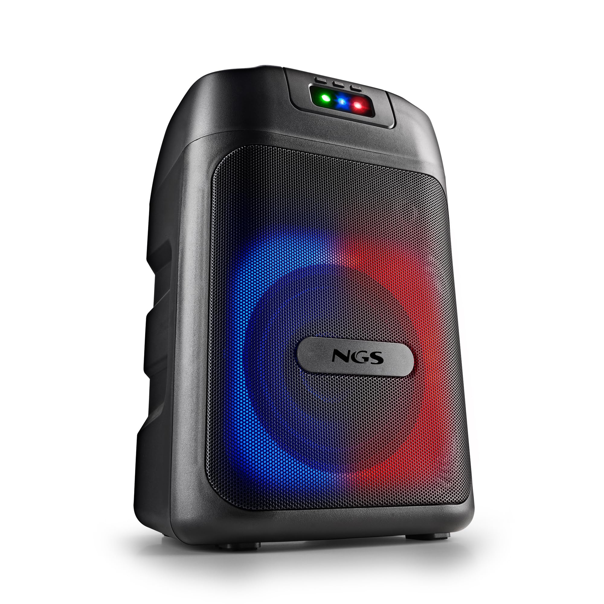 NGS Wild Club – Altoparlante portatile Fiesta Bluetooth 5.2, 80 W, luci laser e RGB, 2 ingressi microfono karaoke, 5400 mAh batteria 6H, USB/AUX/TF