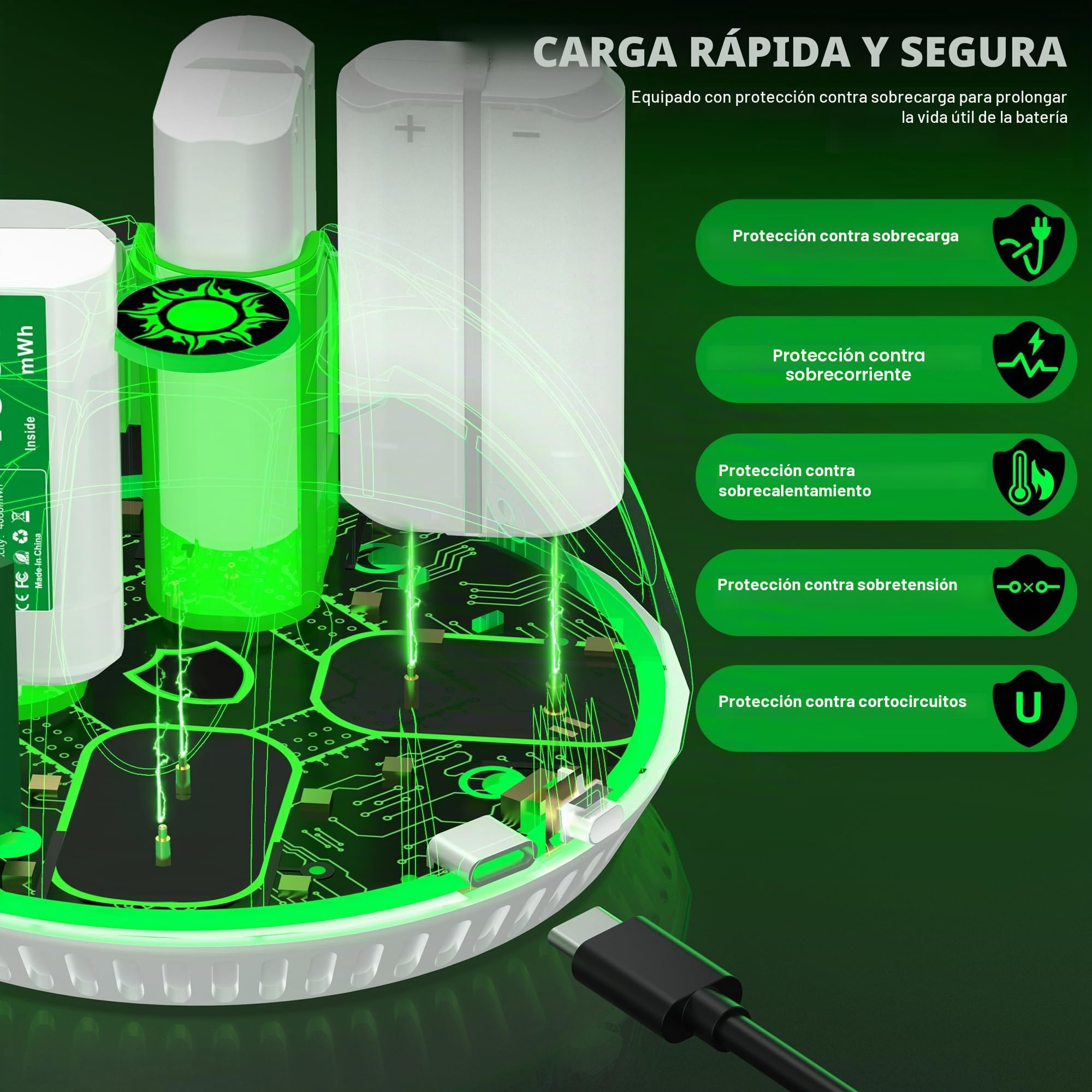 4 X 4080mWh Bateria para Mando Xbox Series X, Bateria para Mando Xbox con luz ambiental/15 Horas de Tiempo de reproducción, Batería para Mando Xbox Compatible con Xbox Series X/S, Xbox One S/X/Elite