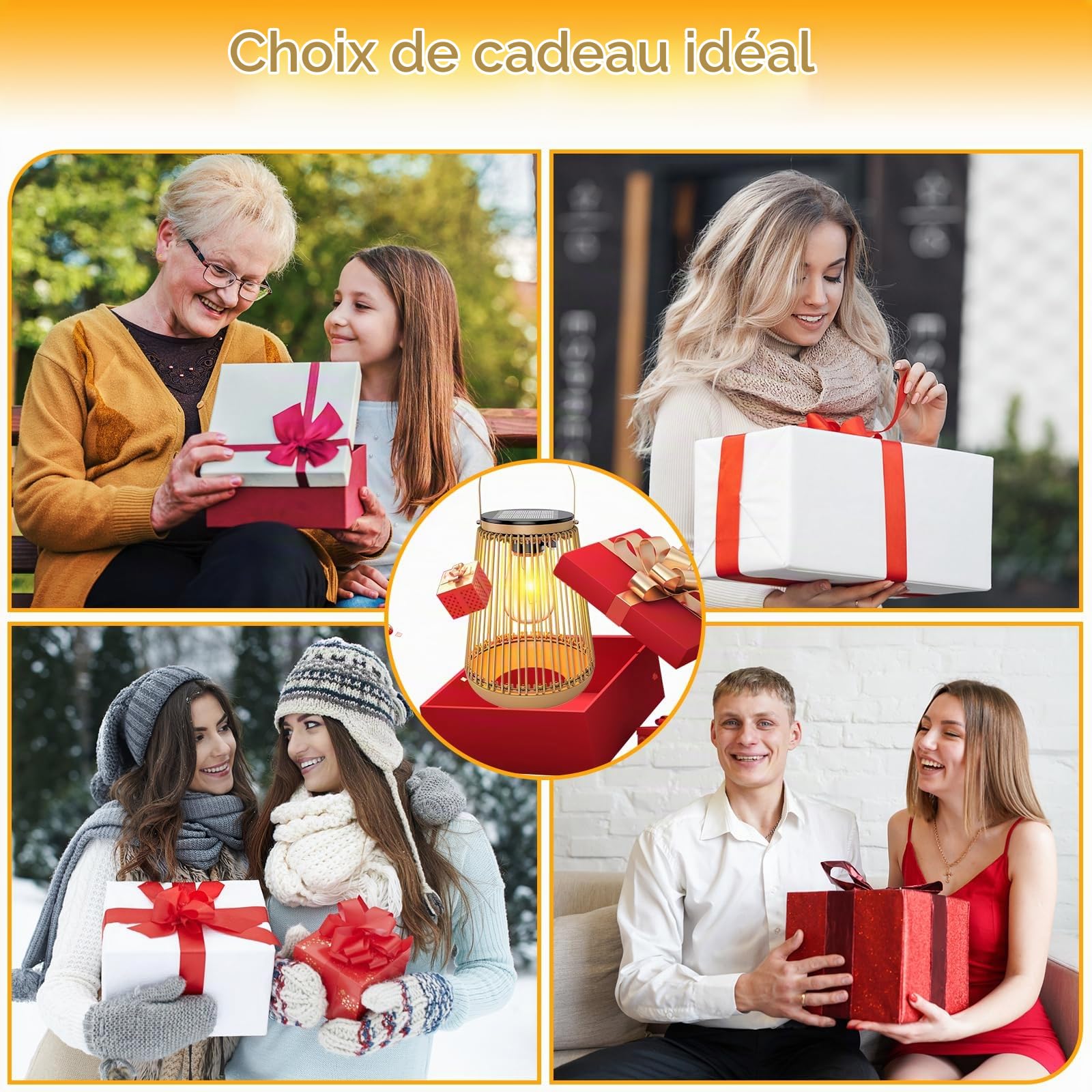 4 Pièces Lanterne Solaire Extérieure Décoration Jardin Avec Ampoules LED Blanc Chaud, Lanterne Extérieure Solaire Pour Allées, Terrasses, Balcons, Patios et Portails