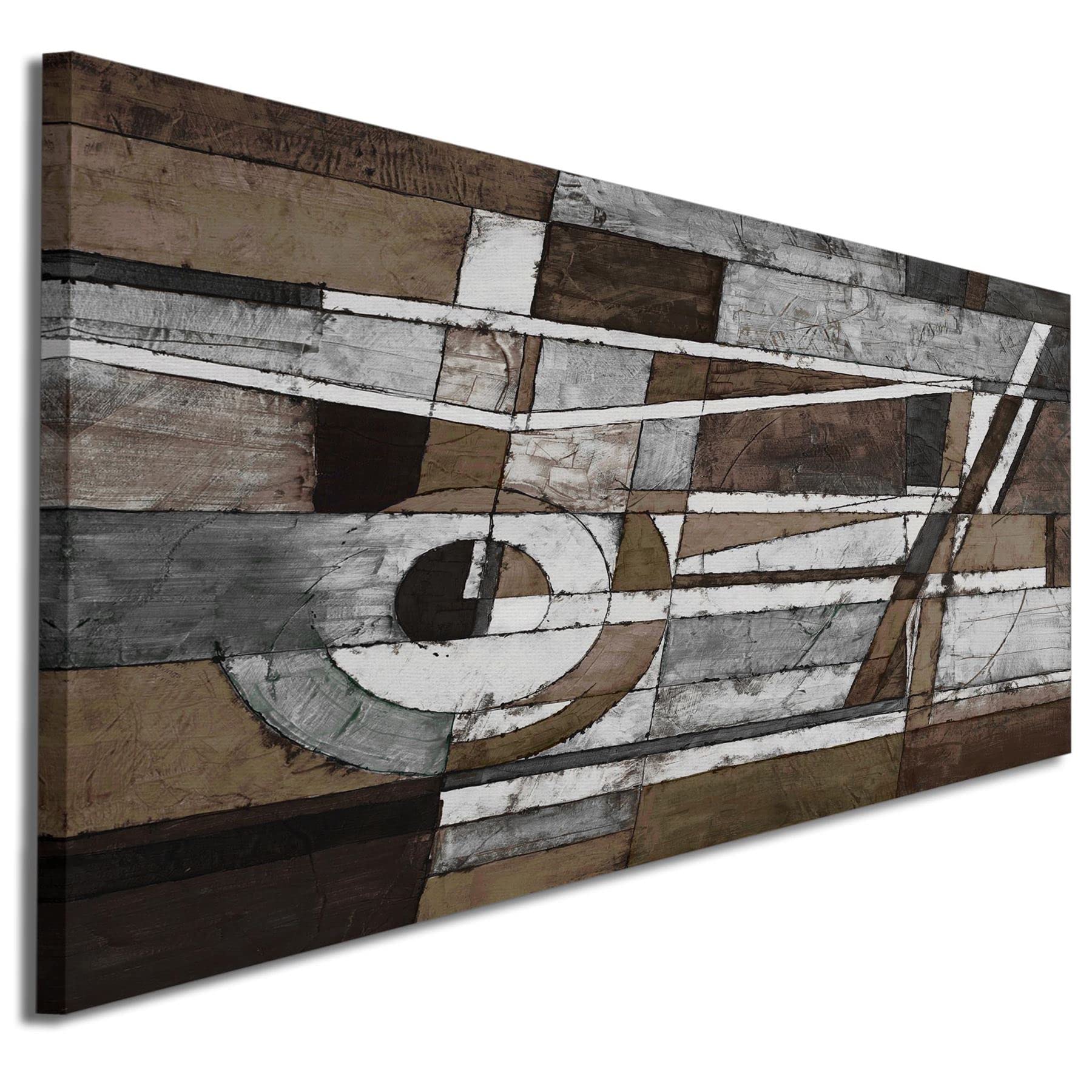 Wallfillers Abstract Brown Beige Design Canvas Wall Art Print - 1407-120x50cm