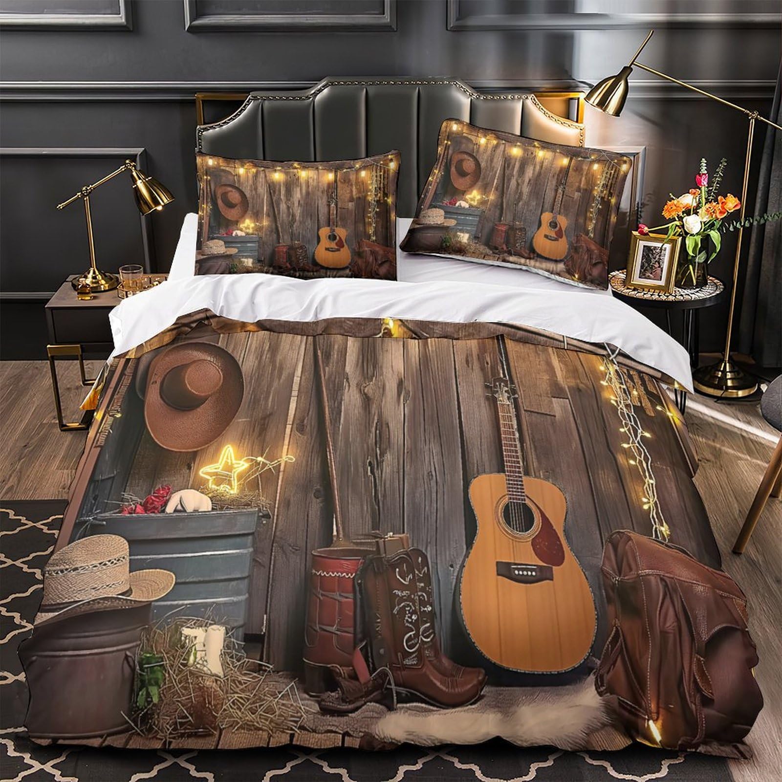 Housse de couette tracteur vintage pour grand lit déco campagne