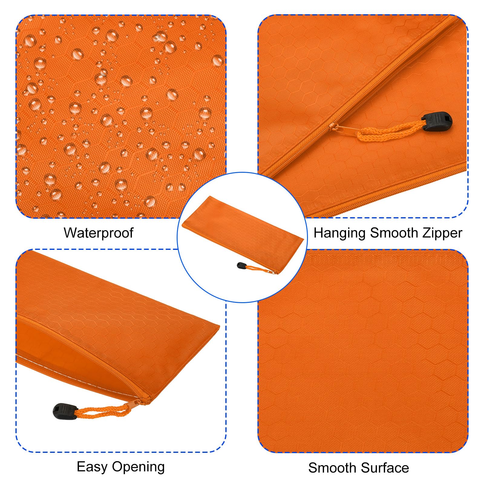 PATIKIL Waterproof Zipper File Bags, 3 Pack A6 Document Holders Pencil Pouch for Office Orange - Image 4
