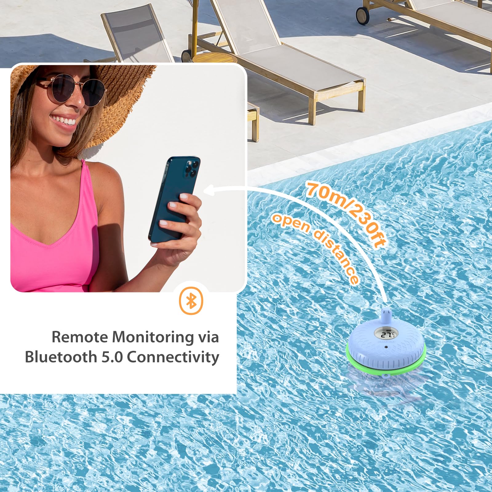 INKBIRD IBS-P02R Juego de termómetro flotante para piscina, termómetro