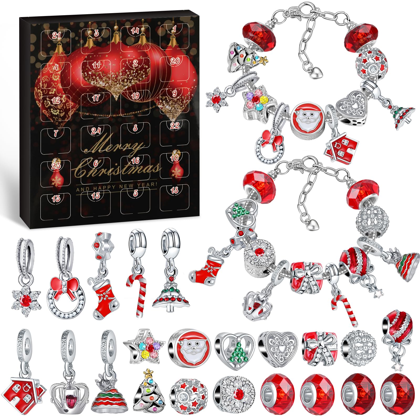WEVOL Calendario Avvento 2025 Gioielli Bambina Donna, Calendario Avvento Bracciale Bambini Kinder Fai da Te, Braccialetti Regalini Sorprese Regalo di Natale per Ragazza Donna