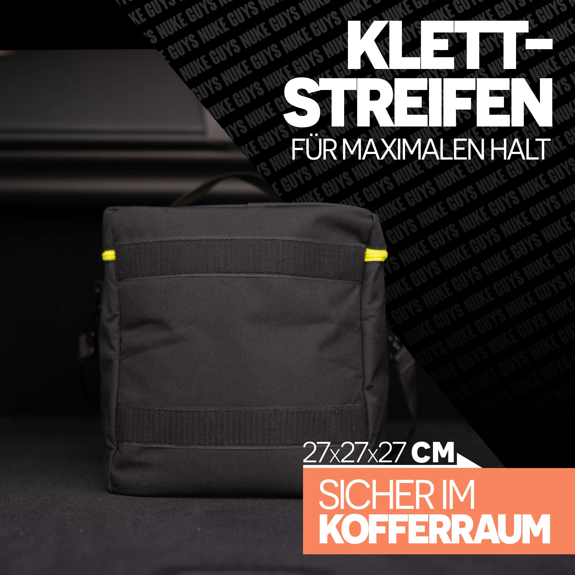 Nuke Guys Detailing Bag Small | Pratica borsa per il bagagliaio con velcro per un fissaggio ottimale | Organizer per la conservazione di prodotti per la cura dell'auto | Borsa per bagagliaio auto