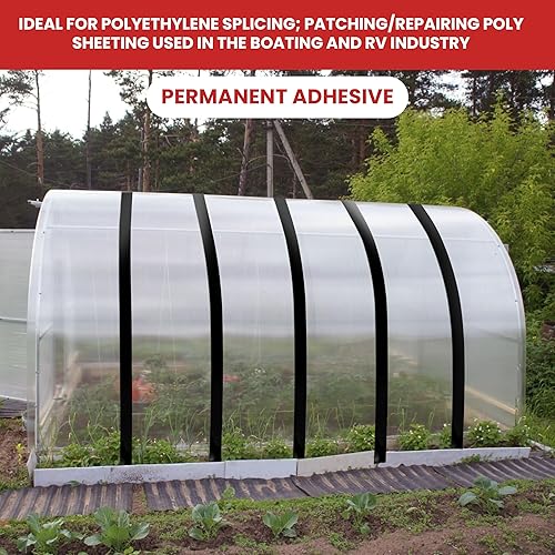 Miniatura 6 de GGR Supplies LDPE-9R Cinta recubierta de polietileno de baja densidad resistente con adhesivo de goma, ideal para sellar y sellar. 36 yardas (negro,