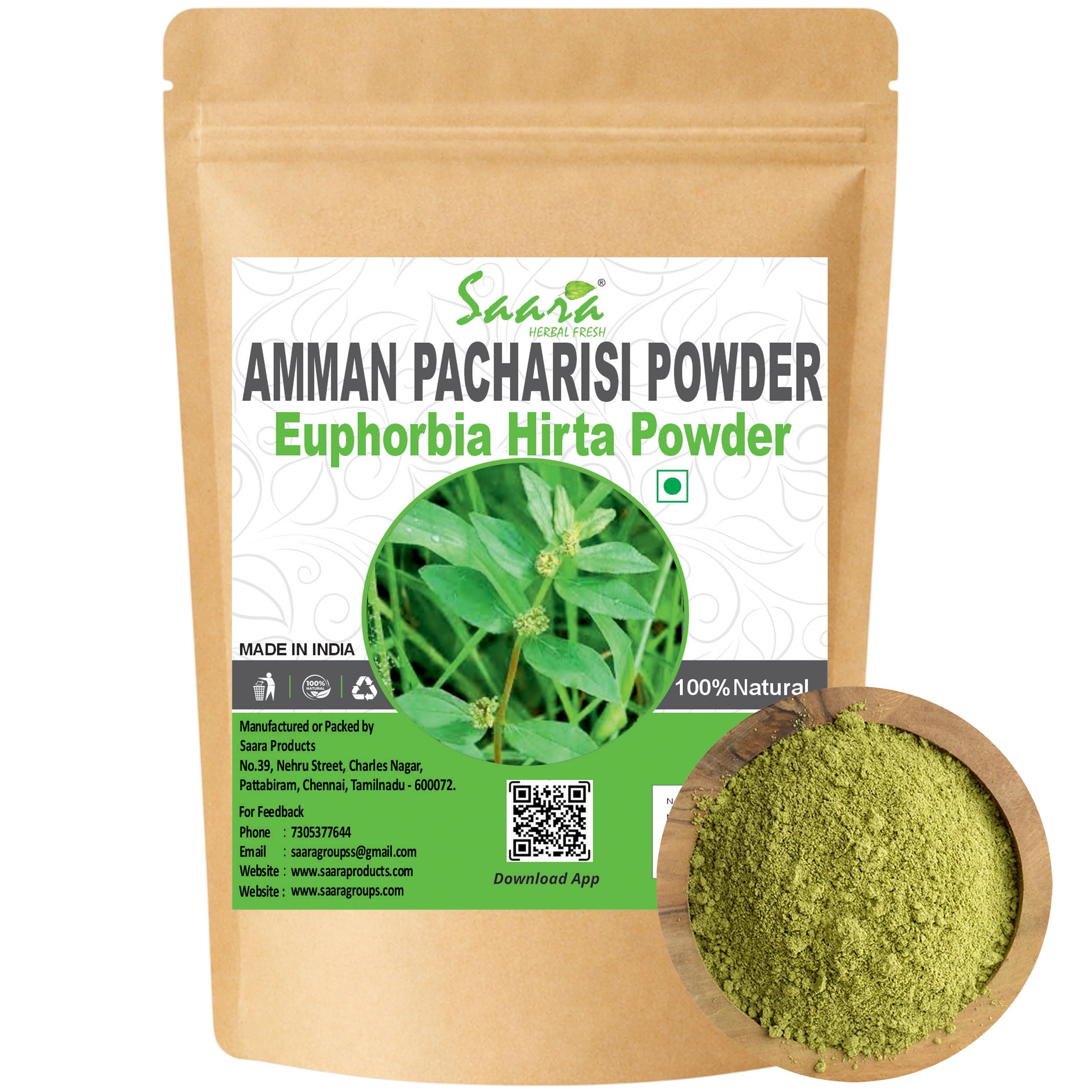 Amman Pacharisi Powder 401g | Euphorbia Hirta | Dudhi Powder, (Pack of 4 X 101g)-image-31
