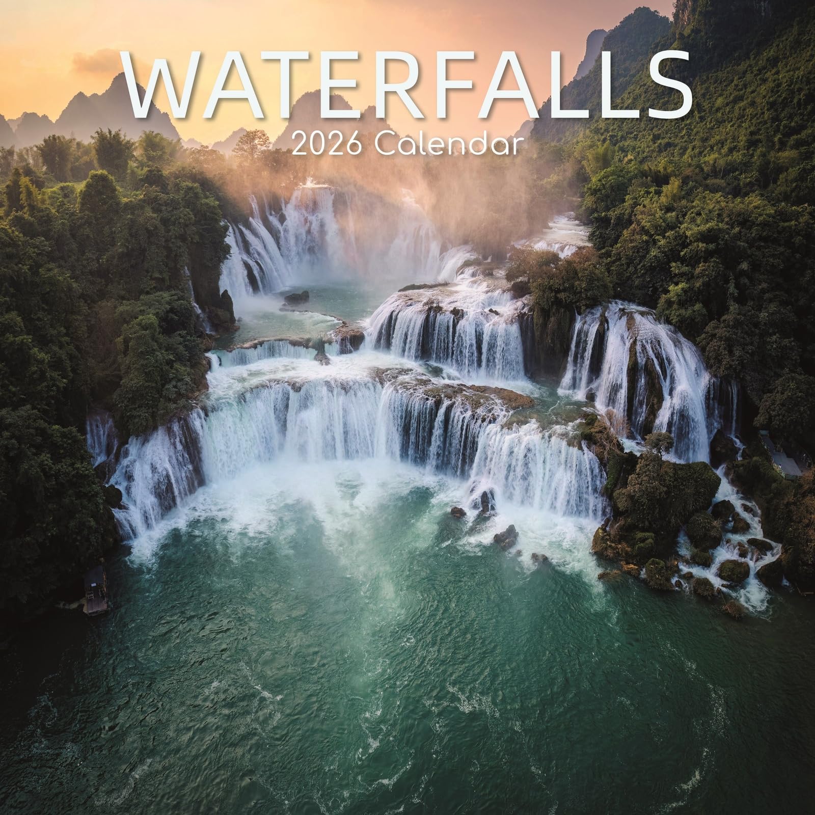 The Gifted Stationary 2026 Square Wall Calendar, Waterfalls, 16-Month Natural World Theme Hanging Calendar with 180 Reminder Stickers, Month Planner for Home or Creative Spaces, 12x12 In