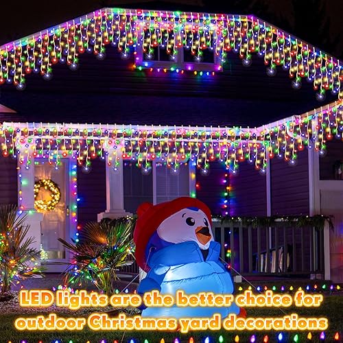 Miniatura 6 de 1248 luces LED de Navidad para exteriores de 118 pies, guirnalda de luces colgantes impermeables con 8 modos de temporizador para decoraciones