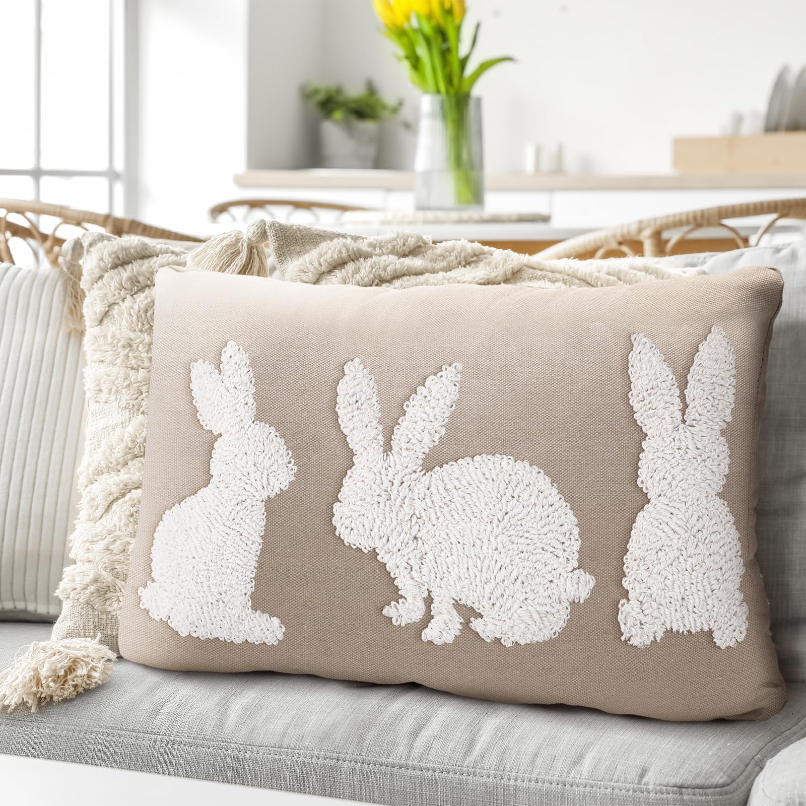 Housses de coussin de Pâques 30x50 lapin décoration salon maison