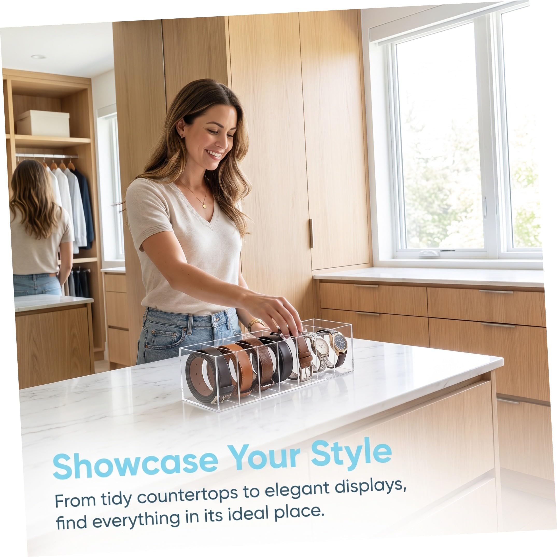 PRETYZOOM Scatola Organizer per Cinture in Acrilico Trasparente con 7 | Coperchio Removibile, Protezione Dalla Polvere, Design Espositivo, per Armadio e Vetrine
