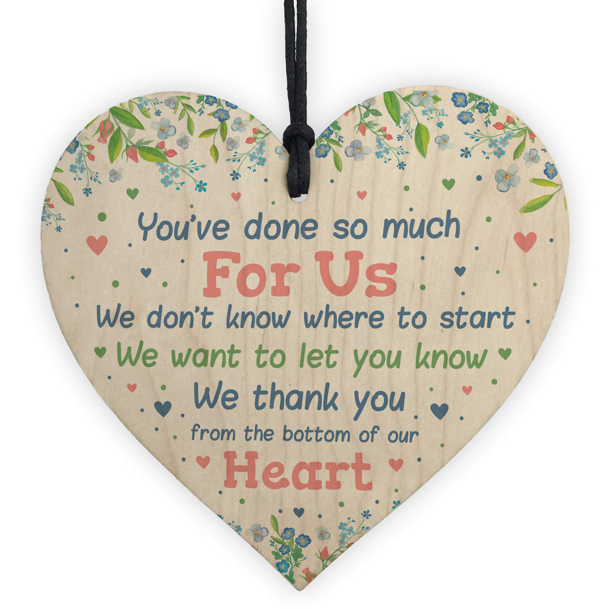 Red Ocean Thank You Gift Wooden Heart Plaque Gift For Teacher Teaching Assistant Volunteer Leaving Nursery Gift Keepsake