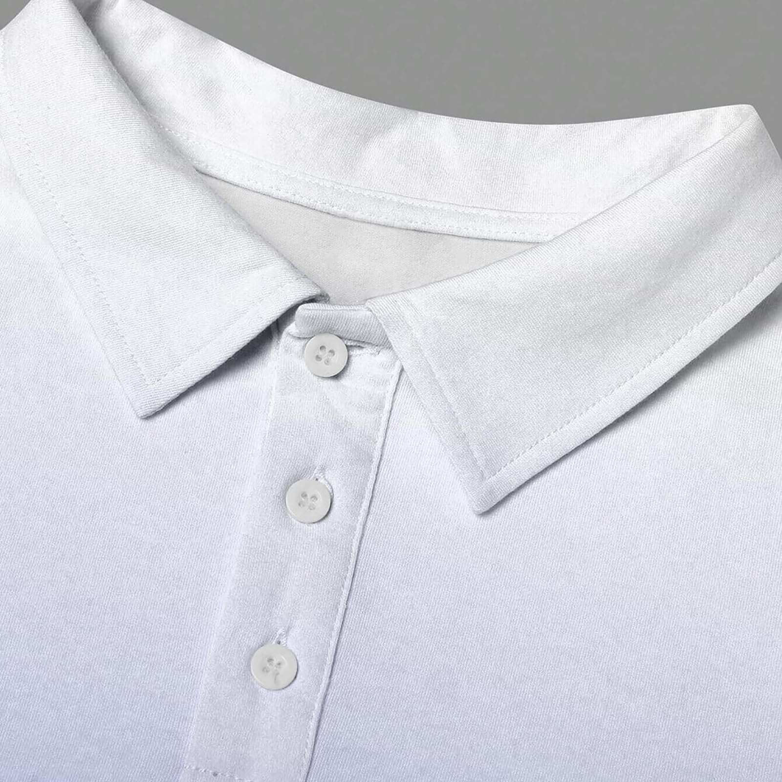 Generico Polo Uomo Manica Lunga a Colore Sfumato Ombré, Colletto Abbottonato Leggero, Modello Raffinato Adatto per Il Golf, Tennis e uscite quotidiane(1A-Sky Blue, XXXXL)