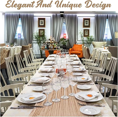 Miniatura 5 de Shimeyao 24 piezas de camino de mesa de gasa color champán a granel bohemio rústico de gasa de queso camino de mesa de 120 pulgadas y 10 pies de