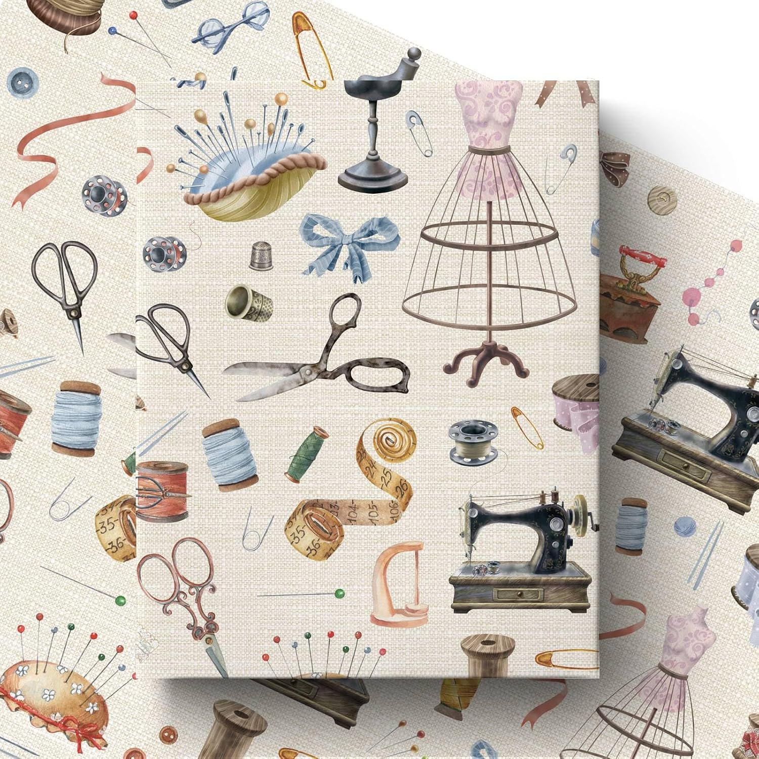 Liobelon Sewing Wrapping Paper Roll, DIY Stitch Craft Gift Wrap 17''x 16.4'