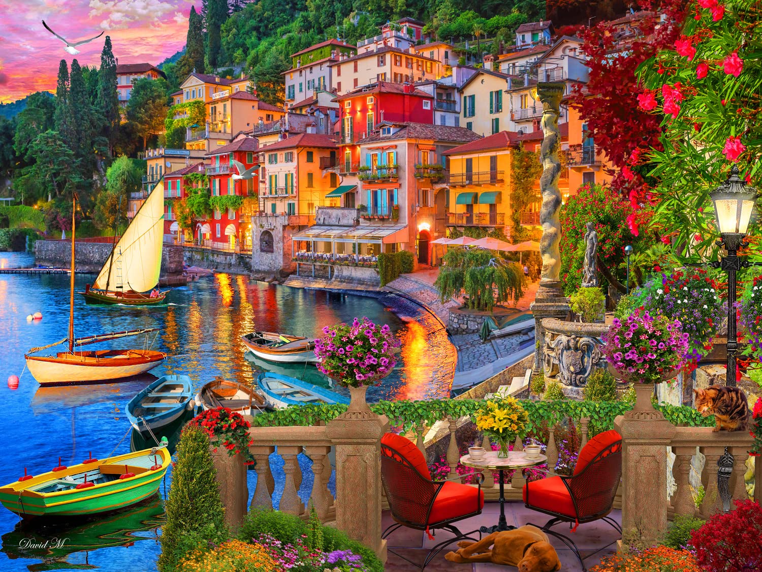 Amazon.com: Vermont Christmas Company Italy's Lake Como Jigsaw