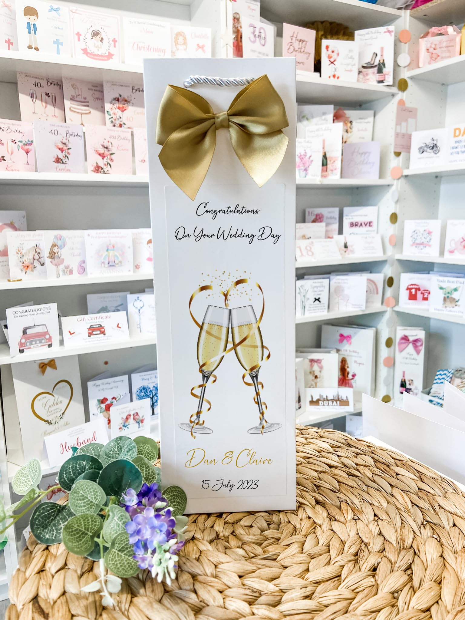 Personalised Congratulations on Your Wedding Day Gift Bag For Champagne Wine Bottle Presents