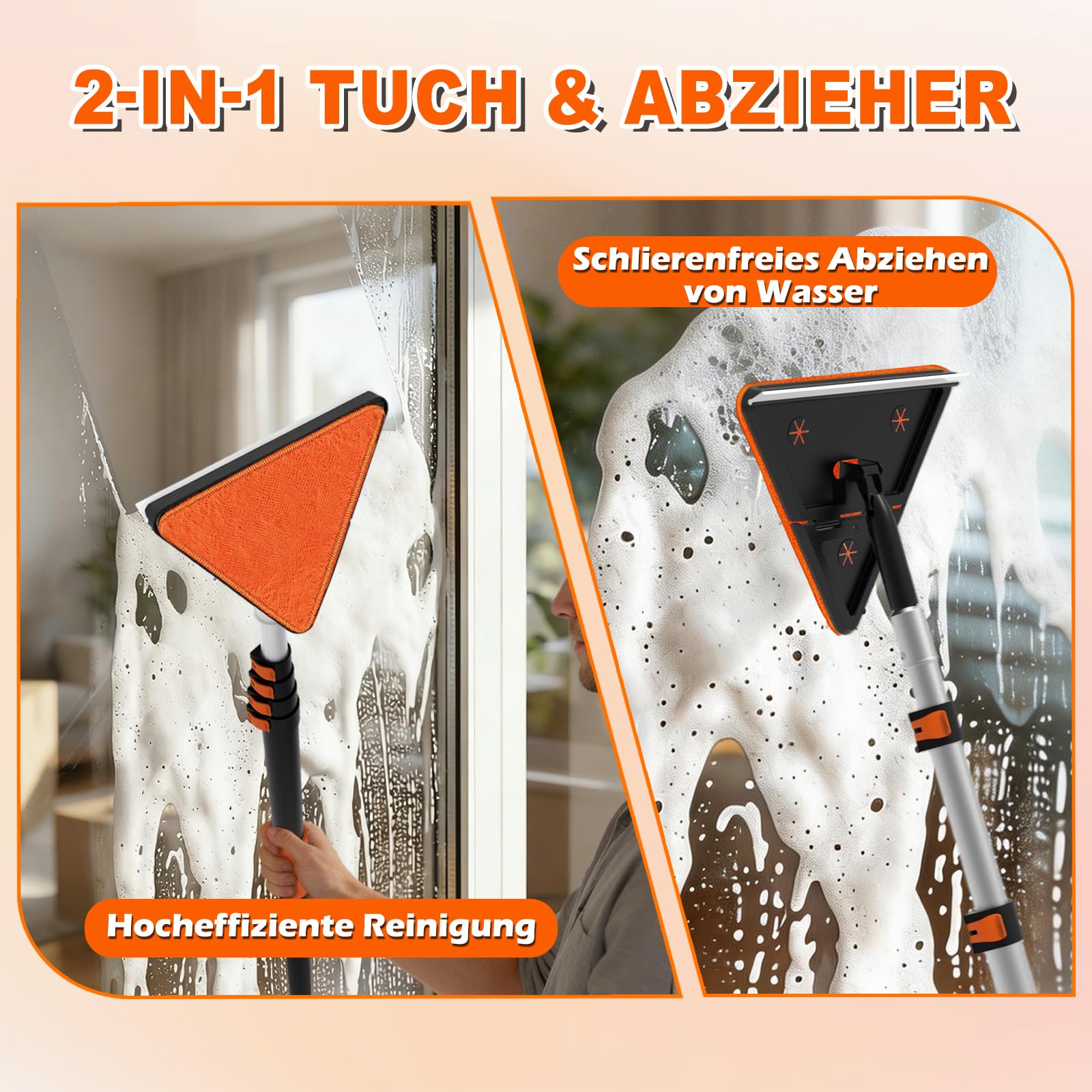 SISUPASSIE 6m Staubwedel Teleskop, Spinnwebenbesen mit Teleskopstiel, Staubwedel Waschbar für Sockelleisten, Wände, Fenster, Ventilatorblätter, hohe Decken und Spinnweben