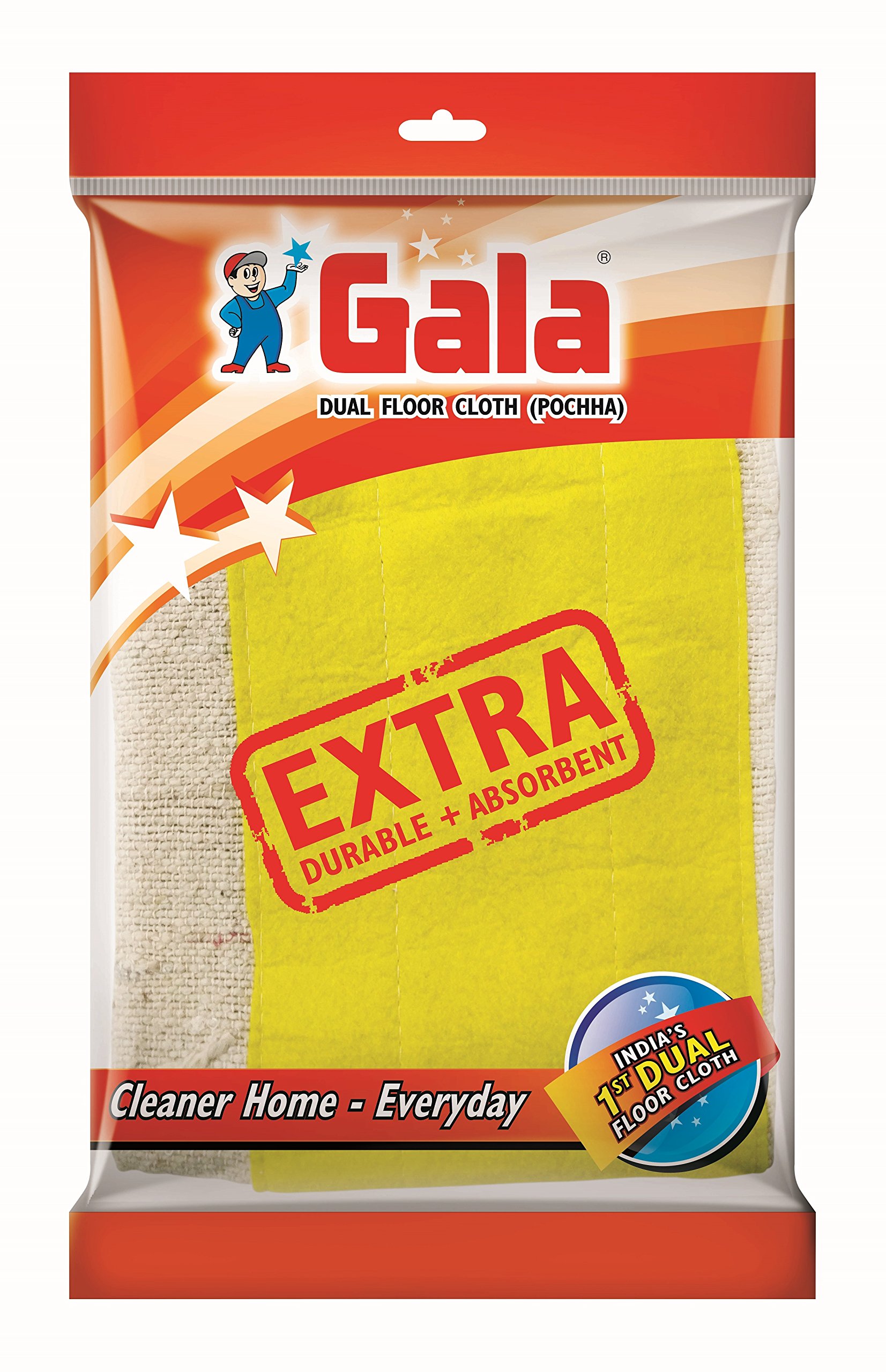 Gala Dual Technology Floor Cloth Set, Pack of 6(White and Yellow)