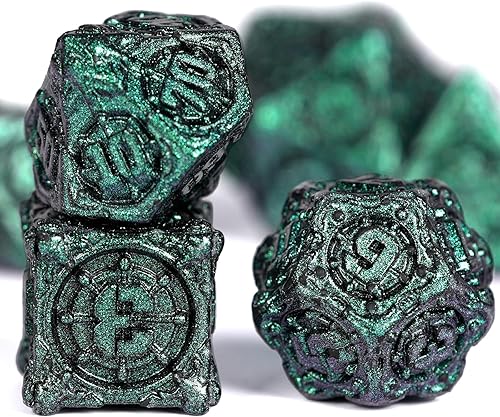 GU BEI TE Juego de dados DND de metal, juego de dados DND de diseño pirata, juego de 7 piezas de dados de Calabozos y Dragones para juegos de rol de