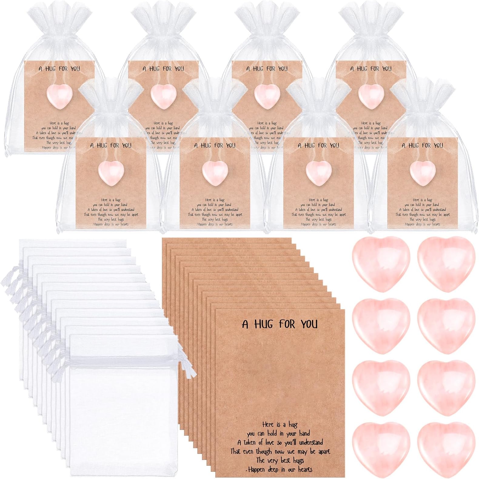 25 Sets Pocket Hug Bulk Pack - Inspirational Cards With Mini Alloy Token Charms, Emotional Support Gifts For Friends & Family