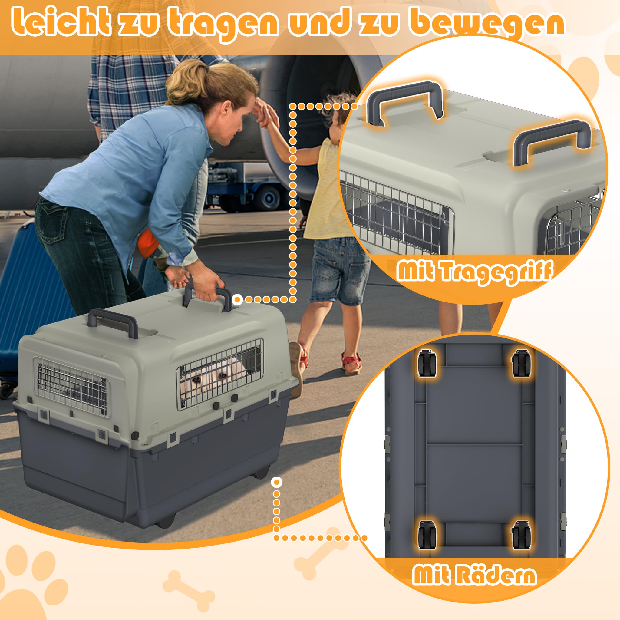 LZQ Contenitore per il trasporto di gatti, cani e animali, in plastica, per il trasporto di piccoli animali, coniglio (lunghezza 67 x larghezza 51 x