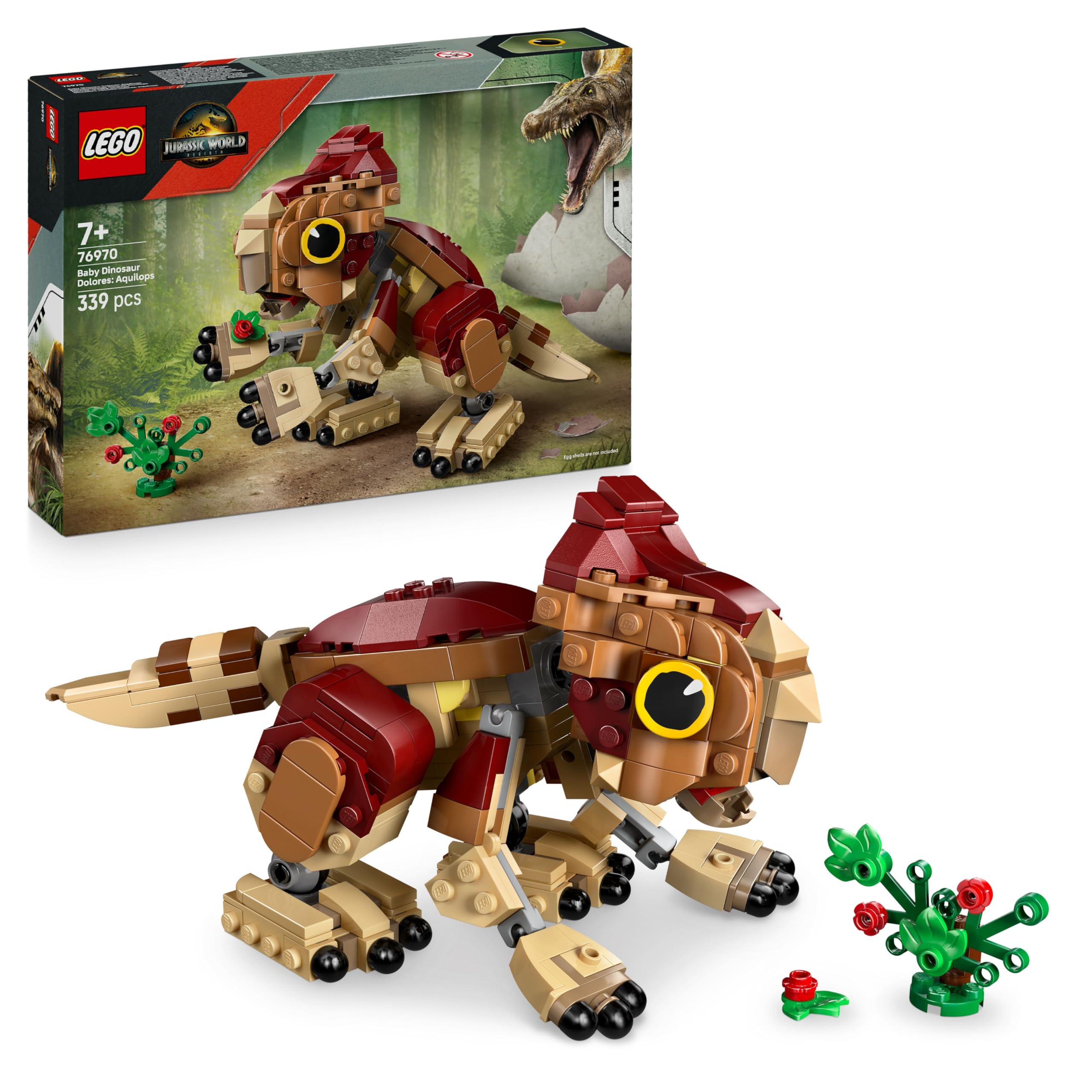 LEGO Jurassic World Baby Dinosaur Dolores: Aquilops, Play & Display Toy Dinosaur Figure, incl. a Plant with Flowers