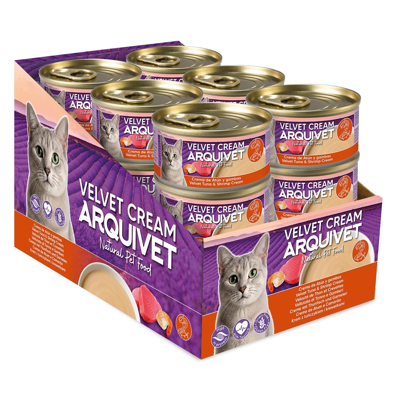 24-pack - Velvet Cream Tuna and Prawn Cat Food - 80g cans - Wet Cat Food - ARQUIVET